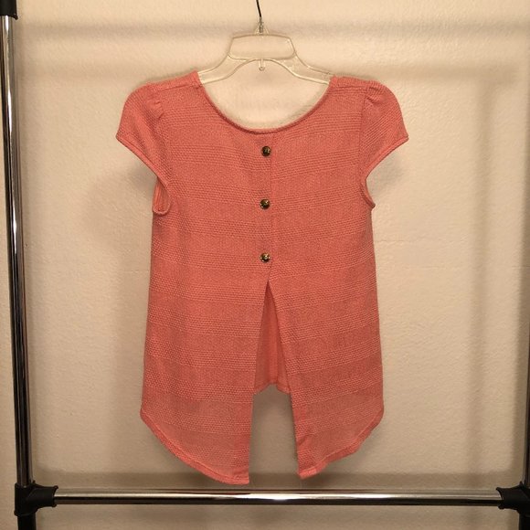 Open-back Short-Sleeve Knitted Blouse Small - Picture 2 of 2